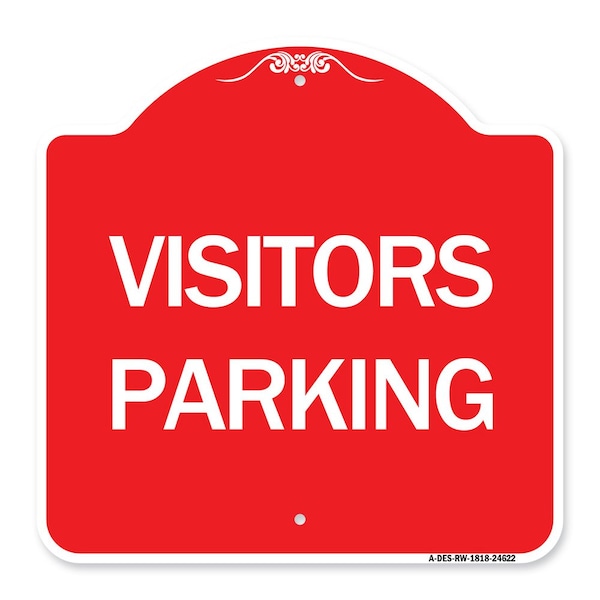 Signmission Designer Series Parking Lot Visitors Parking, Red & White Aluminum Sign, 18" x 18", RW-1818-24622 A-DES-RW-1818-24622 - main